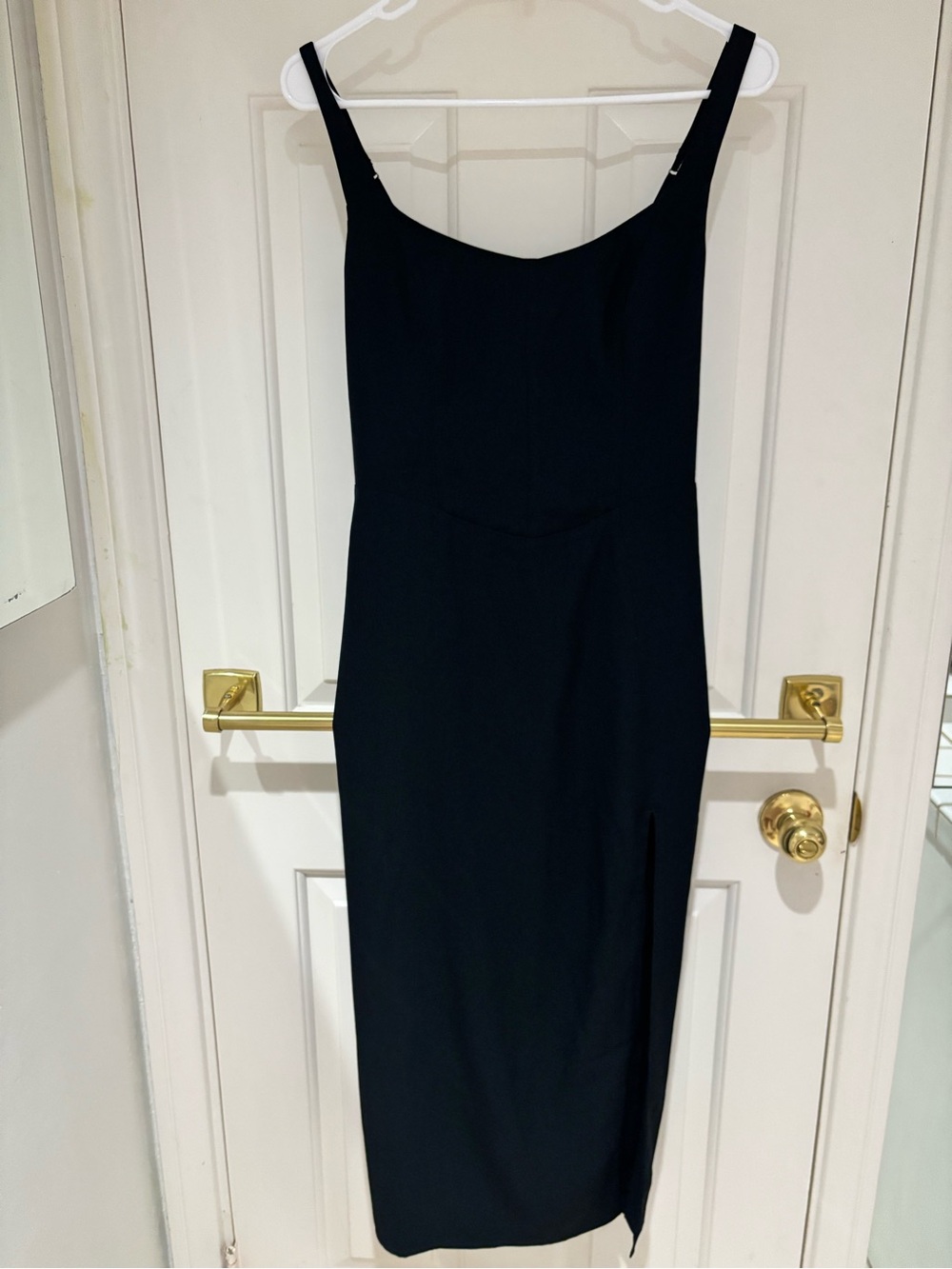 Abercrombie & Fitch Classic Black Midi Slip Dress - Sleek Women's Evening Dress